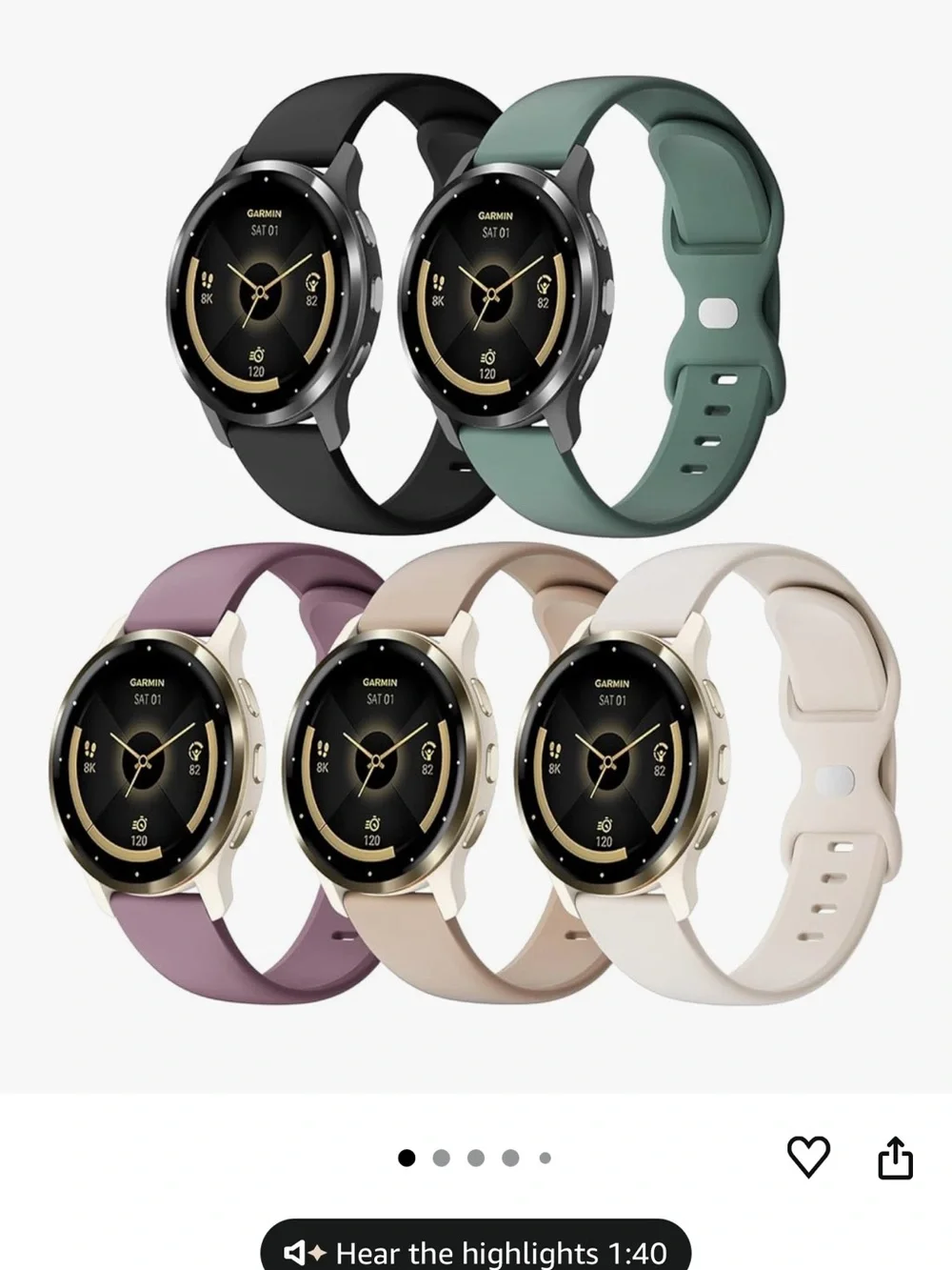 Garmin Venu 3 41mm Pebble Gray Touchscreen Smartwatch with Silicone Band